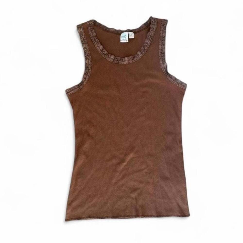 Y2K Wear It Declare It Brown Lace Trim Tank Top – Tagged XL (Fits S/M)